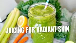 Freshly squeezed juicew with vibrant fruits and vegetables, ideal for skin and immune health